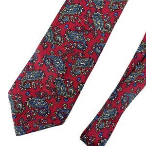 Nordstrom Mens’s‎ Red 100% Silk Hand-Made Paisley Necktie Tie 3.5 x 58
